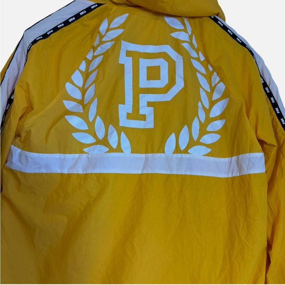Pink Victoria's Secret Quarter Zip Pullover Hooded Windbreaker Jacket Yellow XS - Picture 5 of 7